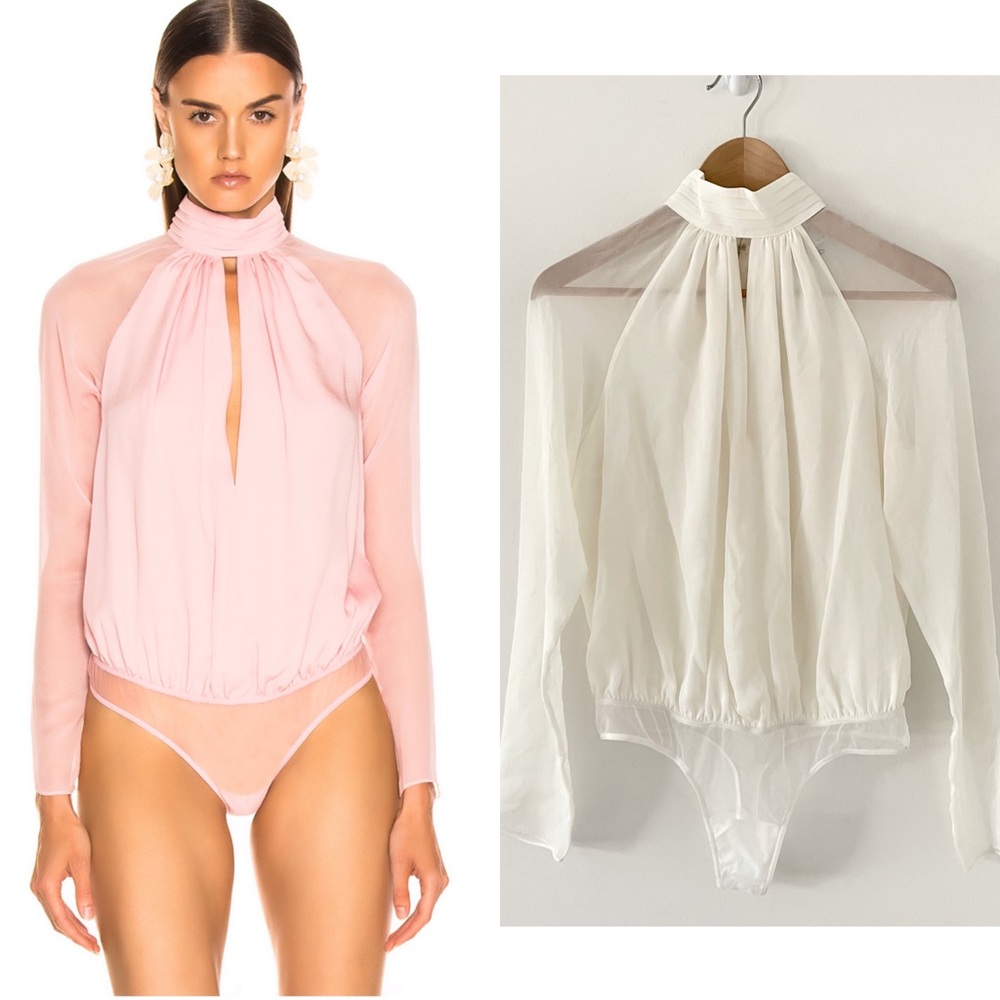 Fleur Du Mal Long Sleeve Keyhole Bodysuit in Ivory